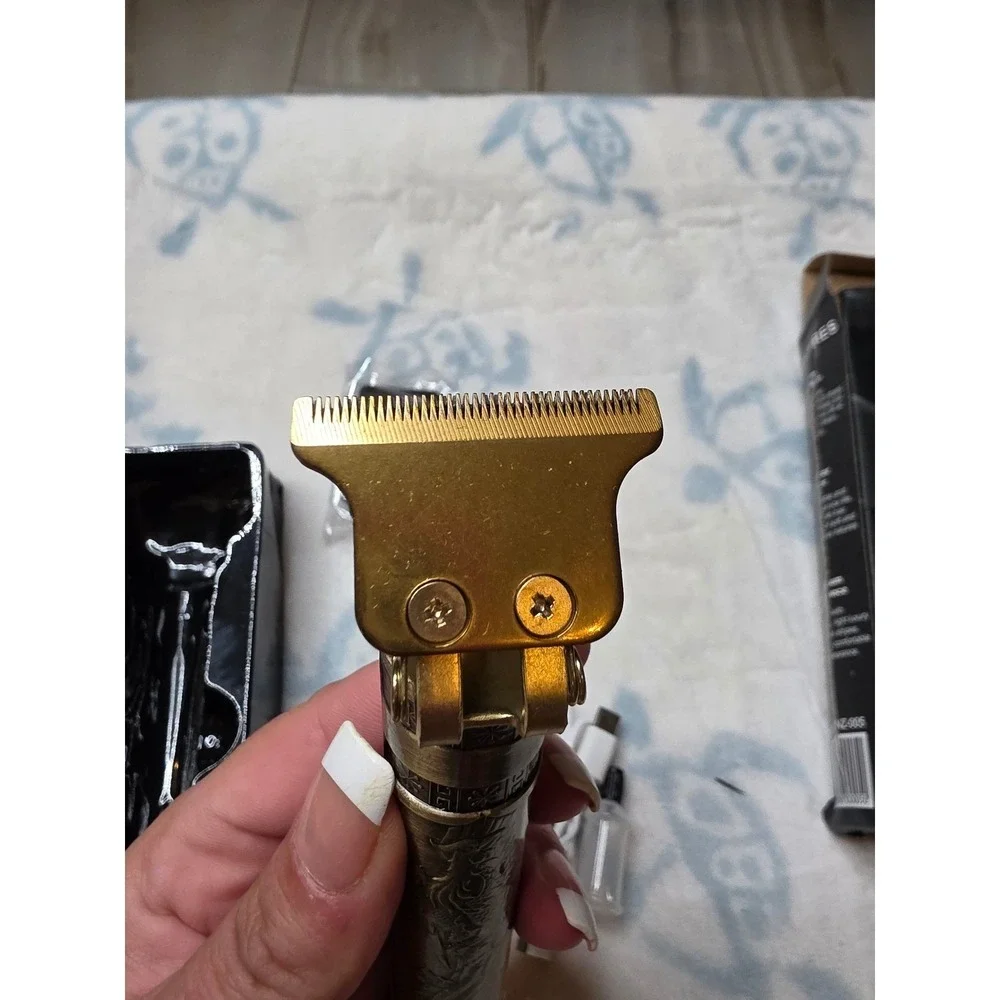 MiniSun Professional Cordless Hair Trimmer Dragon Embossed T-Blade Clipper Gold‎